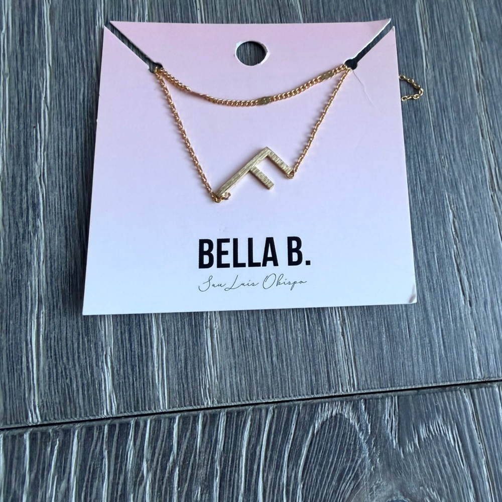 Double Layer Gold Initial Necklace "F"